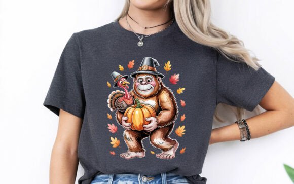 Bigfoot Turkey Thanksgiving Sasquatch Graphics for T-Shirt Designs