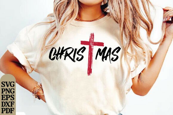 Christmas Cross Sublimation Graphics for T-Shirt Designs