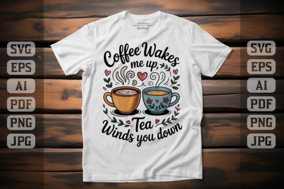 Coffee Wakes Me Tea Winds Me Down Graphics