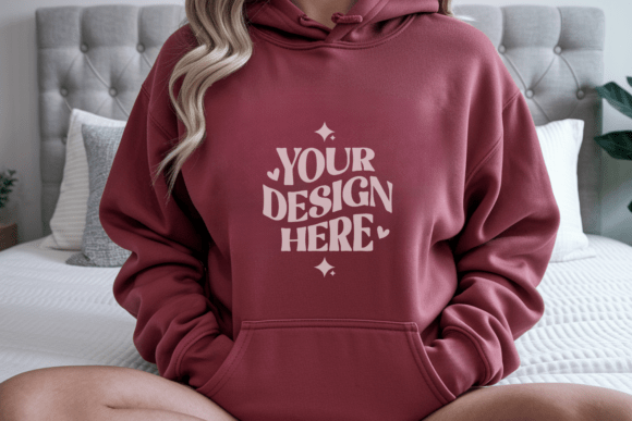 Gildan 18500 Red Hoodie Mockup Graphics
