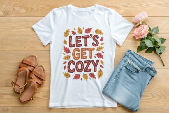 Let’s Get Cozy Autumn Leaves Graphics for T-Shirt Designs