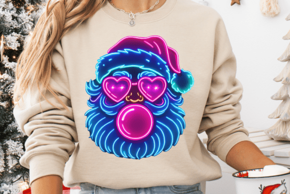 Neon Glow Retro Santa Graphics for Crafts