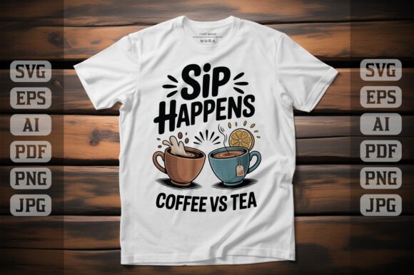 Sip Happens Coffee Vs Tea Graphics for T-Shirt Designs