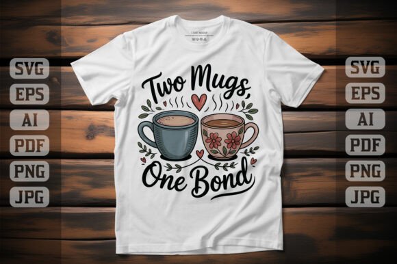 Two Mugs One Bond Coffee Tea Graphics for T-Shirt Designs